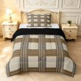 thumbnail image 1 of Manfei Retro Grid Twin Comforter Sets,Classic Plaid Bedding Set,Brown Gray,Black Reversible,2-Piece,1 Comforter and 1 Pillowcase,2-Piece,1 Comforter and 1 Pillowcase, 1 of 7