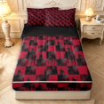 thumbnail image 1 of Manfei Retro Grid Zipper Twin Comforter Sets with Fitted Sheet and 2 Pillowcases,Classic Plaid Zipper Bedding Set,Red Black,Black Reversible,4pcs, 1 of 8