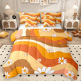 thumbnail image 1 of Manfei Retro Groovy Floral Twin Bedding Sets 7pcs for Girls, Rainbow Wave Stripe Bedding Comforter Set, Chic Daisy Flower Sheet Sets, Super Cozy Room Decor, 1 of 8