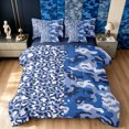 thumbnail image 1 of Manfei Retro Leopard Animal Print King Bedding, Old Fashion Camo King Bed in a Bag, Ocean Blue, Blue Reversible, 7 Pieces, 1 of 6