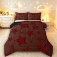 thumbnail image 1 of Manfei Retro Leopard Stars Print Queen Comforter Set,Playful Design Comforter Sets Queen,Brown Red,Black Reversible,3 Pieces,1 Comforter and 2 Pillowcases, 1 of 7