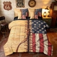 thumbnail image 1 of Manfei Retro Manuscript Twin Bedding, Vintage US Flag Bedding Comforter Set, Red White Blue, Black Reversible 7 Pieces, 1 of 6