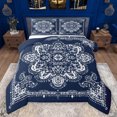 thumbnail image 1 of Manfei Retro Paisley Floral Queen Comforter Set,Vintage Damsk Bedding Sets,White Blue Bedding Comforter Set For Men Women,Super Cozy Room Decor Reversible,3-Piece, 1 of 8