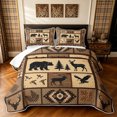 thumbnail image 1 of Manfei Retro Patchwork Quilt Full, Western Aztec Full Bedspread Sets, Brown Peach, Gray Reversible, 3pcs, 1 Coverlet and 2 Pillowcases, 1 of 7