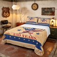 thumbnail image 1 of Manfei Retro Patriotic Stars Bed Sheets, 1776-2026 USA Flag Print Full Size Sheets, Multicolor, Navy Reversible 4-Piece (1 Flat Sheet, 1 Fitted Sheet and 2 Pillowcases), 1 of 6