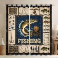 thumbnail image 1 of Manfei Retro Pike Fish Blackout Curtains Set of 2 (38x54 Each), Fishing Tool Print Living Room Curtains, Navy Beige Olive, 1 of 6