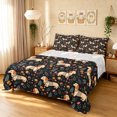 thumbnail image 1 of Manfei Retro Puppy King Sheets, Botanical Blossom Bedding, Earthy Hue Black, 4-Piece, 1 Flat Sheet, 1 Fitted Sheet and 2 Pillowcases, 1 of 6