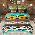 thumbnail image 1 of Manfei Retro Rustic Aztec 7 Pieces Bedding Comforter Set,Farm Cattle Hide Full Bedding Set,Rustic Flower Floral Fitted Sheet Flat Sheet For Boys Kids,Breathable Home Decor Reversible, 1 of 9