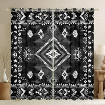 Manfei Retro Rustic Aztec Black Out Curtains,Vintage Boho Tribal Curtains Pack of 2 (42x63 Each),Gray Black Bedroom Curtains For Men Women,Breathable Home Decor