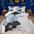 thumbnail image 1 of Manfei Retro Rustic Floral Queen Comforter Set,Abstract Minimalist Art Bedding Sets,White Black Blue Bedding Comforter Set For Girl,Microfiber Bedroom Decor Reversible,3 Pieces, 1 of 8