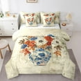 thumbnail image 1 of Manfei Retro Rustic Flower 7-Piece Twin Bedding Sets,Country Floral Bedding Comforter Set,Beige Blue Orange Sheet Sets For Girls,Ultra Soft Home Decor, 1 of 8