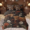 thumbnail image 1 of Manfei Retro Rustic Flower 7pcs Bedding Comforter Set,Brown Highland Cow Queen Bedding Sets,Vintage Countryside Floral Queen Sheet Sets For Men Women,Microfiber Bedroom Decor Reversible, 1 of 8