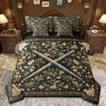 thumbnail image 1 of Manfei Retro Rustic Flower 7pcs Bedding Comforter Set,Country Floral Queen Bedding Sets,Brown Black Queen Sheet Sets For Girl Boy,Luxury Bedroom Decor Reversible, 1 of 8