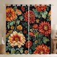 thumbnail image 1 of Manfei Retro Rustic Flower Curtains Pack of 2 (42x84 Each),Natural Plant Curtains Blackout,Orange Green Black Bedroom Curtains For Girls Kids,Super Cozy Room Decor, 1 of 6