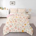 thumbnail image 1 of Manfei Retro Rustic Flower Full Size Comforter Sets,Country Floral Bedding Comforter Set,Beige Pink Orange Bedding Sets For Girls Kids,Microfiber Bedroom Decor Reversible,3 Pieces, 1 of 7