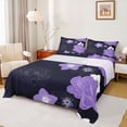 thumbnail image 1 of Manfei Retro Rustic Flowers Queen Sheet Sets,Vinatge Aesthetic Art Flat Sheet,Purple Black Queen Fitted Sheet For Men Women,Microfiber Bedroom Decor,4-Piece, 1 of 7