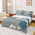 thumbnail image 1 of Manfei Retro Rustic Flowers Twin Sheet Sets,Vinatge Aesthetic Art Twin Fitted Sheet,Deepblue Gray Flat Sheet For Men Women,Microfiber Bedroom Decor,3-Piece, 1 of 7