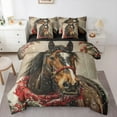 thumbnail image 1 of Manfei Retro Rustic Horse 7-Piece Bedding Comforter Set,Farm Animal King Bedding Sets,Country Farmhouse Lodge Bed Sheets For Teens Boy,Ultra Soft Home Decor Reversible, 1 of 7