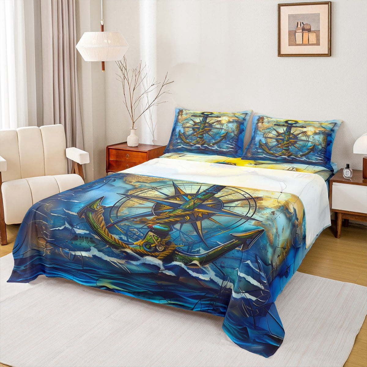 Manfei Queen Size Fitted Sheet Set - Astronaut Starry Sky Galaxy Theme With 2 Pillowcases