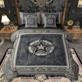 thumbnail image 1 of Manfei Retro Star Bedding Comforter Set 7 Pieces, Vintage Gray Flower Queen Bedding Sets, Rustic Lodge Cabin Queen Sheet Sets, Cowboy Breathable Home Decor, 1 of 8