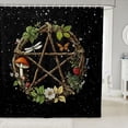 thumbnail image 1 of Manfei Retro Stars Print Shower Curtain 72Wx78L,Vintage Mushroom Flowers Bath Curtain,Black, 1 of 5