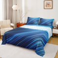thumbnail image 1 of Manfei Retro Strieps Lines Twin Sheet Sets,Modern Abstract Geometric Twin Fitted Sheet,Blue Striped Flat Sheet For Men Women,Ultra Soft Home Decor,3-Piece, 1 of 7