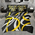 thumbnail image 1 of Manfei Retro Stripes 7-Piece Bedding Comforter Set for Teens Boys Girls,Black Grey Yellow King Bedding Sets,Geometric Lines Ultra Soft Bed Sheets,Lightweight Room Decor,Reversible, 1 of 8