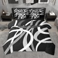 thumbnail image 1 of Manfei Retro Stripes 7-Piece Bedding Comforter Set for Teens Boys Girls,Black White Grey King Bedding Sets,Geometric Lines Ultra Soft Bed Sheets,Lightweight Room Decor,Reversible, 1 of 8