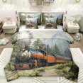 thumbnail image 1 of Manfei Retro Train 7 Pieces Bedding Comforter Set,Western Steam Engine Full Bedding Set,Green Plant Tree Fitted Sheet Flat Sheet For Kids,Breathable Home Decor Reversible, 1 of 8