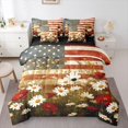 thumbnail image 1 of Manfei Retro Usa Flag 7-Piece King Bedding,Rustic Daisy Floral King Bed in a Bag,Red White,Black Reversible, 1 of 7