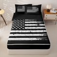 thumbnail image 1 of Manfei Retro Usa Flag Zipper Full Size Comforter Sets with Fitted Sheet and 2 Pillowcases,Classic Patriotic Theme Zipper Bedding Set,Black White,Black Reversible,4pcs, 1 of 8