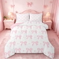 thumbnail image 1 of Manfei Ribbon Bow Bowtie Bedding Comforter Set,Pink Loves Print Twin Comforter Sets,Princess Bowknot Bedding Set For Child,Ultra Soft Home Decor Reversible,2-Piece, 1 of 8
