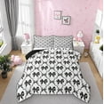 thumbnail image 1 of Manfei Ribbon Bow Bowtie Queen Comforter Set,Stars Loves Print Bedding Sets,White Black Bedding Comforter Set For Child,Ultra Soft Home Decor Reversible,3 Pieces, 1 of 8
