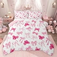 thumbnail image 1 of Manfei Ribbon Bow Knot Bedding Comforter Set,Girly Kawaii Bowtie Twin Comforter Sets,Rwhite Pink Bedding Set For Girls,Breathable Home Decor Reversible,2-Piece, 1 of 8