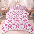 thumbnail image 1 of Manfei Ribbon Bow Knot Bedding Comforter Set,Princess Bowtie Twin Comforter Sets,Pink Heart Print Bedding Set For Teens,Luxury Bedroom Decor Reversible,2pcs, 1 of 7