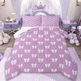 thumbnail image 1 of Manfei Ribbon Bow Knot Bedding Comforter Set,Princess Bowtie Twin Comforter Sets,Purple White Bedding Set For Teens,Luxury Bedroom Decor Reversible,2-Piece, 1 of 7