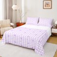 thumbnail image 1 of Manfei Ribbon Bow Knot Twin Sheet Sets,Geometric Geometric Checkered Twin Fitted Sheet,Purple White Bowtie Flat Sheet,Ultra Soft Room Decor,3-Piece, 1 of 7