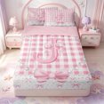 thumbnail image 1 of Manfei Ribbon Bow Knot Zipper Twin Comforter Sets with Fitted Sheet and 2 Pillowcases,Alphabet J Design Zipper Bedding Set,Pink Reversible,4pcs, 1 of 7