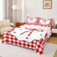 thumbnail image 1 of Manfei Ribbon Bowknot Bowtie Bed Sheets,Gitl Ribbon Bow King Sheets,Red White Checkered Sheet Set For Kids,Ultra Soft Home Decor,4pcs, 1 of 7