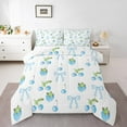 thumbnail image 1 of Manfei Ribbon Bowknot Bowtie Bedding Toddler Comforter Set,Cherry Strawberry Down Comforter,Blue White Green Bedding Sets Toddler with Comforter For Girl,Breathable Bedroom Decor Reversible,2 Pieces, 1 of 7