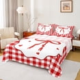 thumbnail image 1 of Manfei Ribbon Bowknot Bowtie Twin Bed Sets,Girl Ribbon Bow Fitted Sheets,Red White Checkered Flat Sheet For Kids,Ultra Soft Home Decor,3pcs, 1 of 7