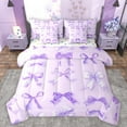 thumbnail image 1 of Manfei Ribbon Bowtie 7 Pieces Bedding Comforter Set,Kawaii Bow Knot Full Bedding Set,Purple Bowknot Fitted Sheet Flat Sheet For Kids,Super Cozy Room Decor Reversible, 1 of 8