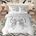 thumbnail image 1 of Manfei Ribbon Bowtie 7 Pieces Bedding Comforter Set,Kawaii Bow Knot Full Bedding Set,Silver Glitter Print Fitted Sheet Flat Sheet For Kids,Super Cozy Room Decor, 1 of 8