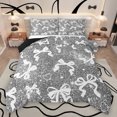 thumbnail image 1 of Manfei Ribbon Bowtie Bedding Comforter Set,Kawaii Bow Knot Twin Comforter Sets,White Gray Bedding Set For Kids,Super Cozy Room Decor Reversible,2 Pieces, 1 of 8