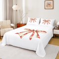 thumbnail image 1 of Manfei Ribbon Bowtie Bowknot Twin Sheet Sets,Retro Bow Twin Fitted Sheet,White Beige Orange Flat Sheet For Kids,Microfiber Bedroom Decor,3-Piece, 1 of 7