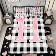 thumbnail image 1 of Manfei Ribbon Bowtie Letter Design Fitted Sheet Full,Abstract Plaid Pattern Bed Set,3pcs,1 Fitted Sheet and 2 Pillowcases, 1 of 6