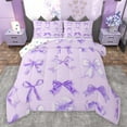 thumbnail image 1 of Manfei Ribbon Bowtie Queen Comforter Set,Kawaii Bow Knot Bedding Sets,Purple Bowknot Bedding Comforter Set For Kids,Super Cozy Room Decor Reversible,3 Pieces, 1 of 8