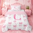 thumbnail image 1 of Manfei Ribbon Bowtie Twin Comforter Sets For Girls,Cartoon 3D Letter C Personalized Bedding Set For Kids,Pink Reversible,2 Pieces, 1 of 7