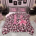 thumbnail image 1 of Homewish Ribbon Monogrammed B Full Size Comforter Sets for Girl, Kawaii Princess Style Bedding Comforter Set, Chic Pink Cheetah Print Reversible Bedding Sets, Super Cozy Room Decor, 3pcs, 1 of 8
