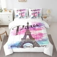 thumbnail image 1 of Manfei Romance Paris Bedding King Size,French Eiffel Tower Comforter Sets with Sheets,Colorful Splashing Ink Bedding Sets King Size For Women Girls,Super Cozy Room Decoration Reversible,7pcs, 1 of 7
